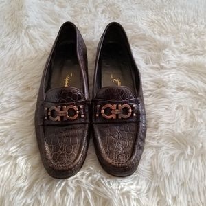 PRICE DROP TODAY ONLY Salvatore Ferragamo Brown Croc Loafers, 8.5AAA